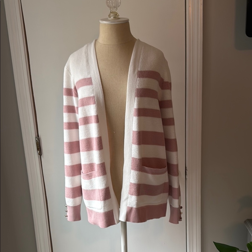 Striped Pink and White Women's Sweater NWT